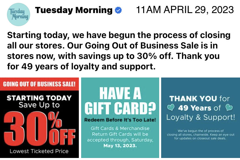 Tuesday Morning store in Grand Junction to close, Western Colorado