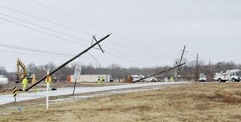 Strong winds take down series of utility poles in Carthage | Joplin ...