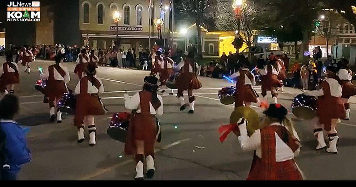 Central H.S. Kiltie Drum and Bugle Corps. perform in Carthage Christmas
