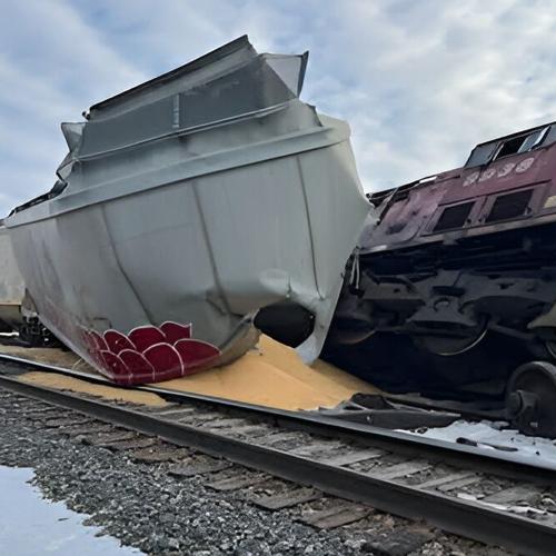 Train collision and derailment near Missouri/Kansas line in Barton Co.