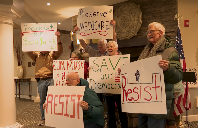 'Concerned seniors' rally in Columbia against Project 2025