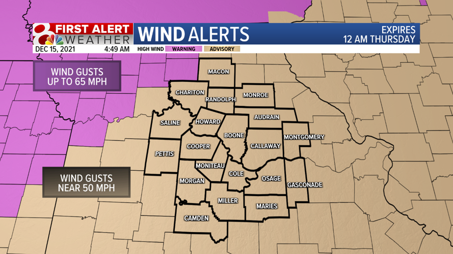 Forecast Wind advisory in effect today and multiple records highs