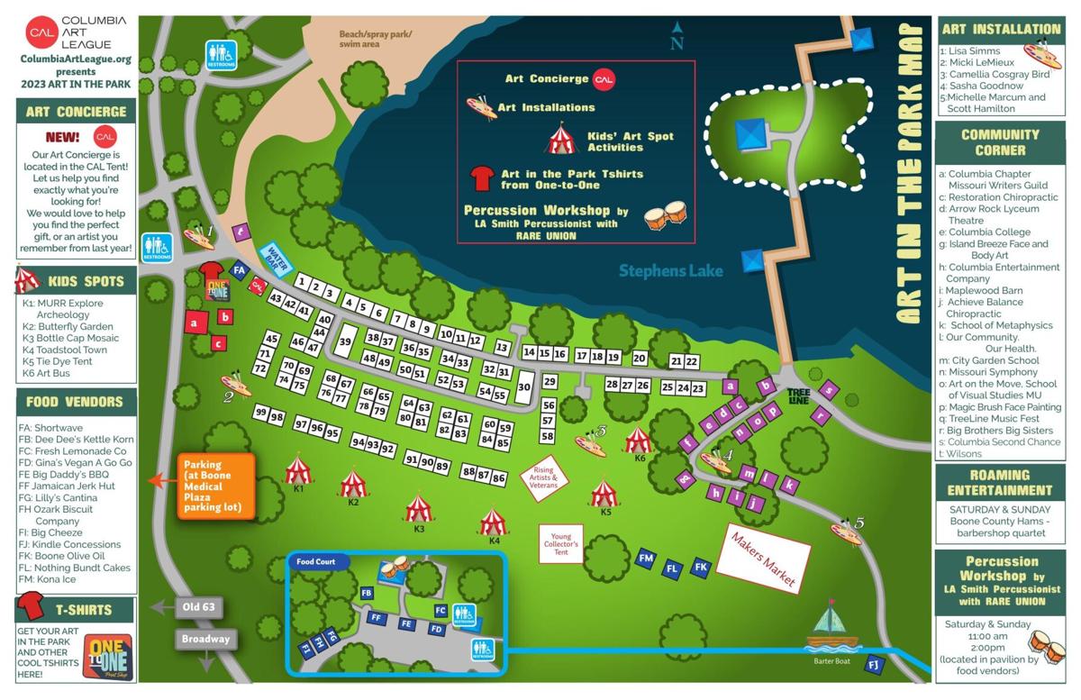 Map of Art in the Park 2023 vendors