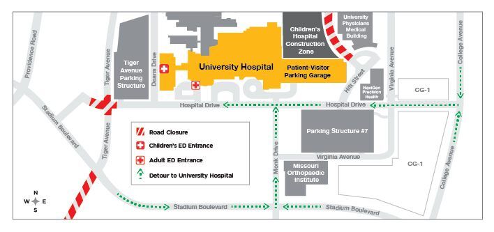 Roundabout construction causes detours to University Hospital parking