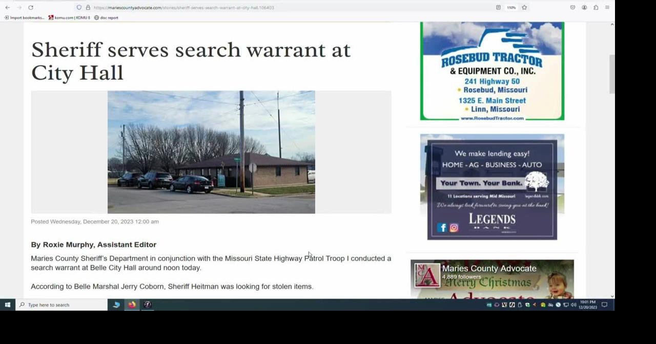 VIDEO Search warrant served at Belle City Hall for stealing