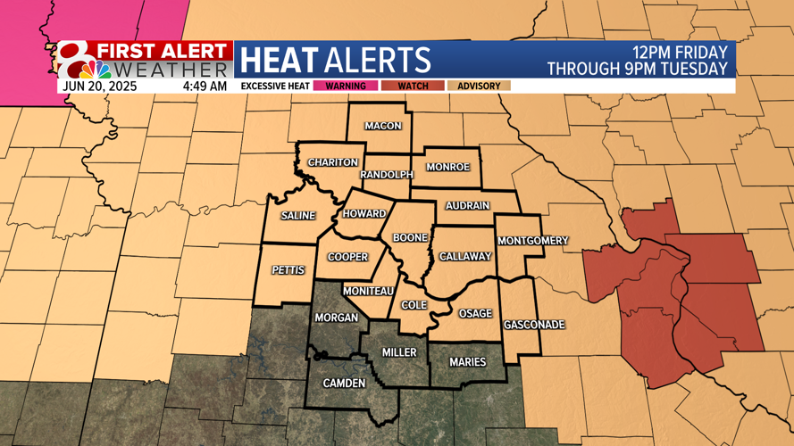 Forecast: Hot and humid stretch, Heat Advisory issued | Weather | komu.com