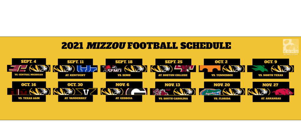 Missouri Football Schedule 2022 Sec Releases Mizzou Football 2021 Schedule | Mizzou Xtra | Komu.com