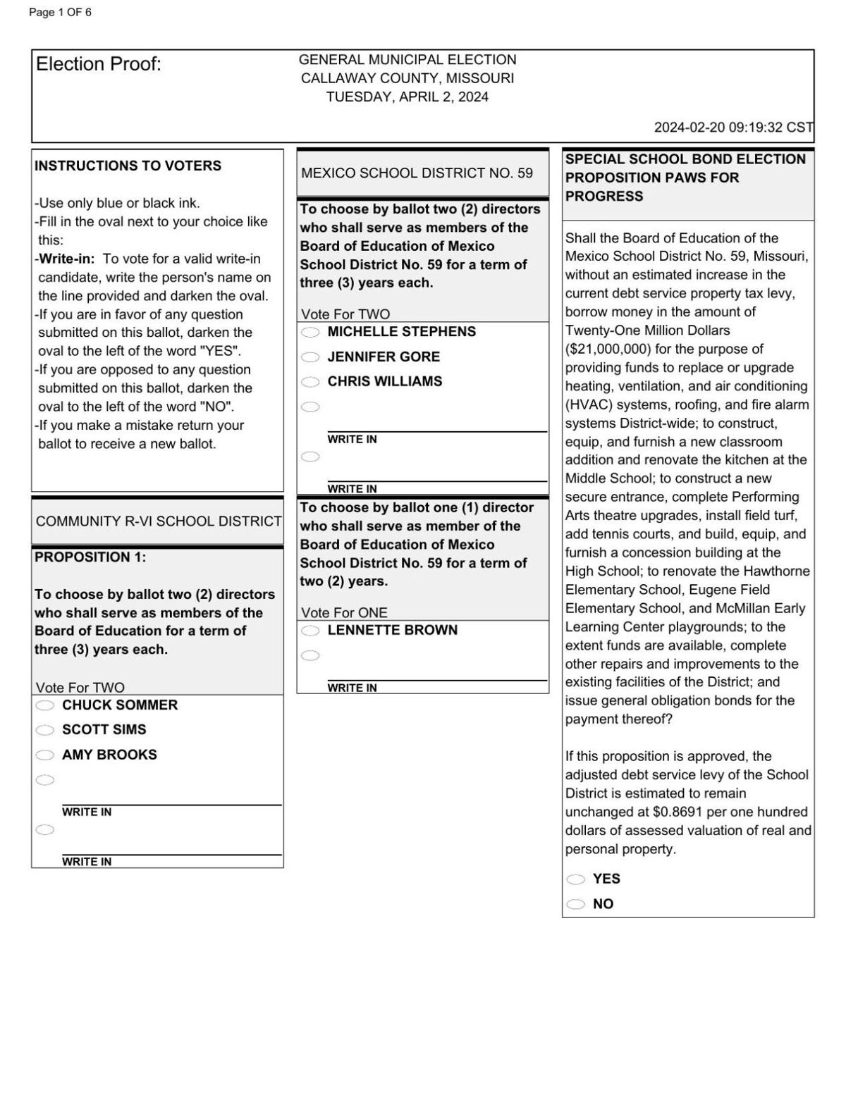Callaway County sample ballot | | komu.com