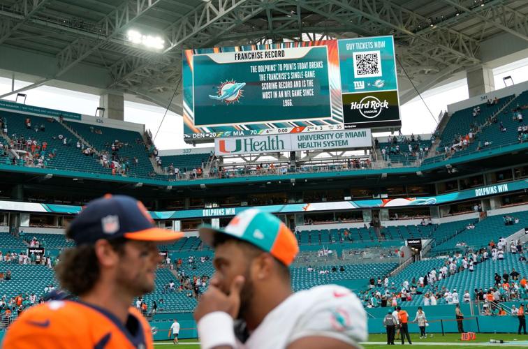 Miami Dolphins score 70 points and take a knee rather than take a shot at  NFL scoring mark, Pro Sports