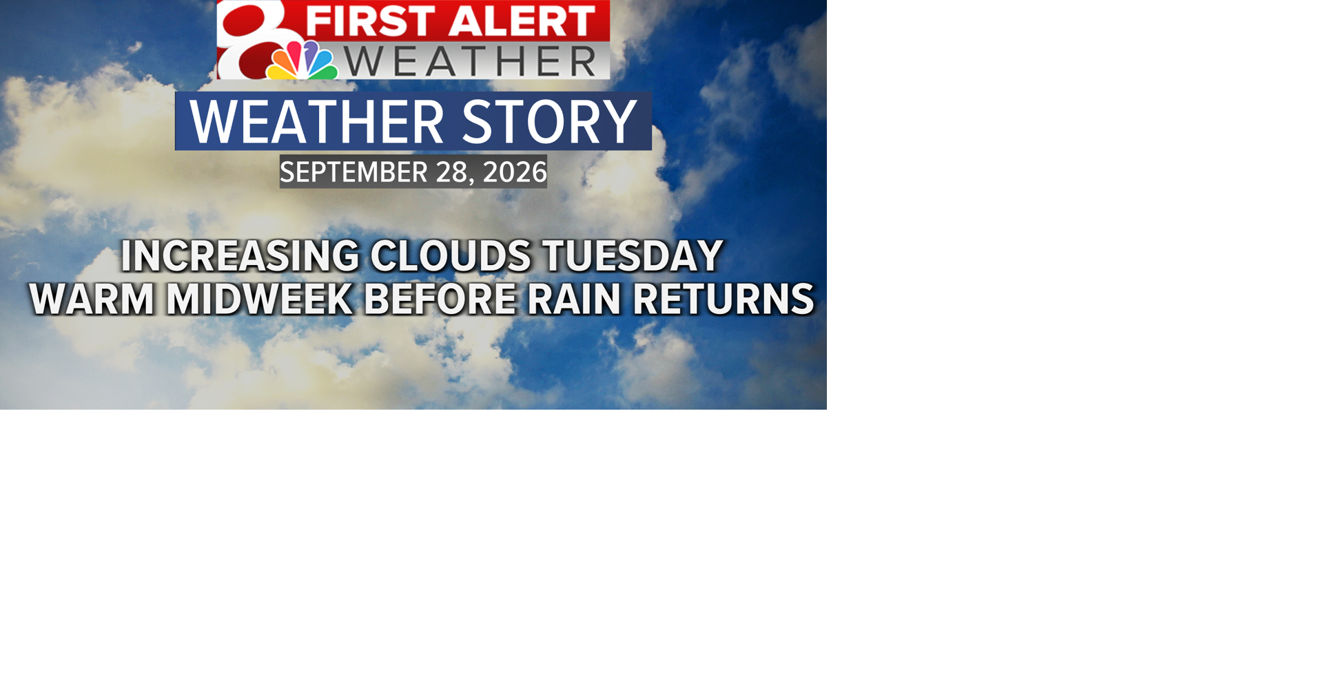Forecast: Warmer with highs in the 80s through Wednesday, rain returns to end the week