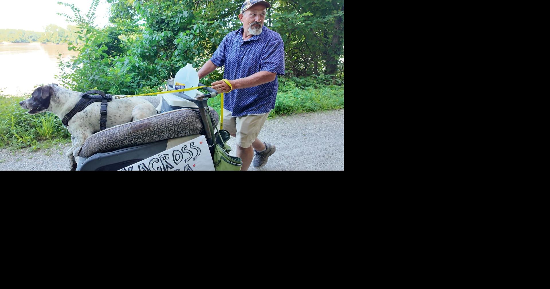 Man walks across America after addiction relapse to rebuild life with dog by his side