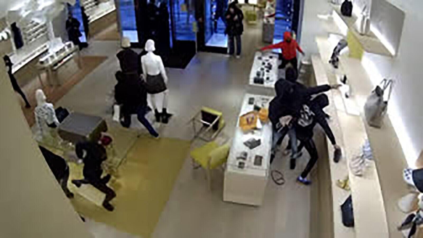 14 people rushed into a Louis Vuitton store outside Chicago and