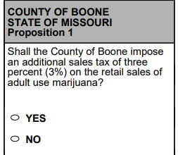 Boone County marijuana sales tax ballot language