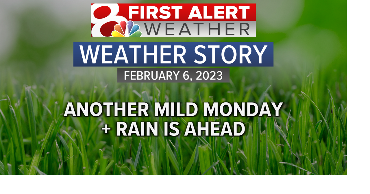 Forecast Monday will be mild & windy, likely rain chances Wednesday