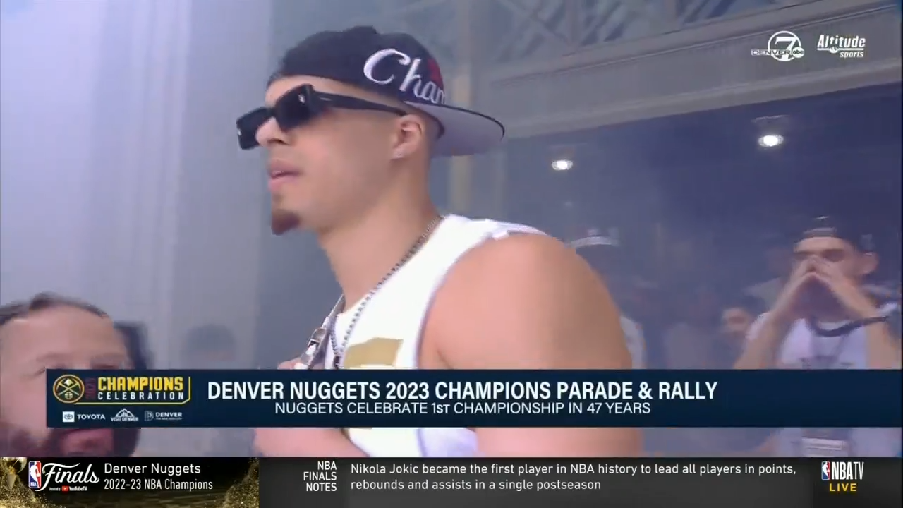 Nuggets players of past take part in celebrating 1st NBA title in