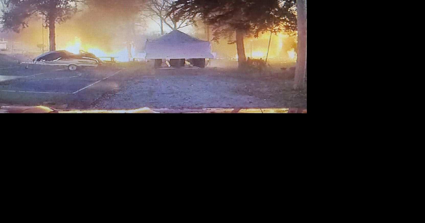 Flames destroy two homes and damage a third