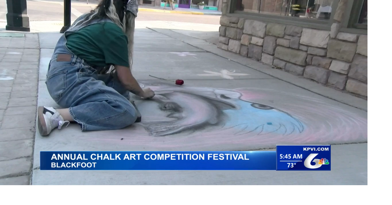 Community Members Decorate a Blackfoot Sidewalk with Chalk Art
