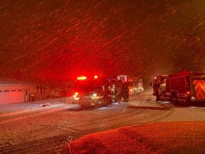 Local Firefighters Fighting House Fire