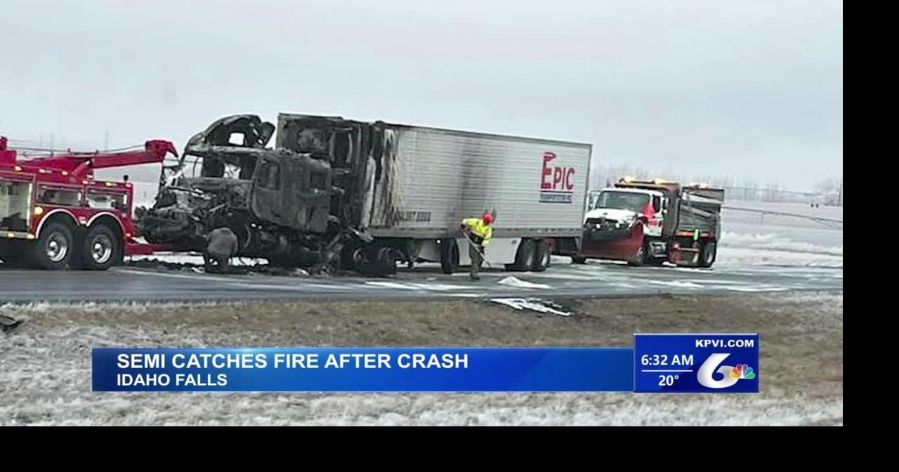 A Semi-Truck Caught Fire After Rear-ending Another Vehicle
