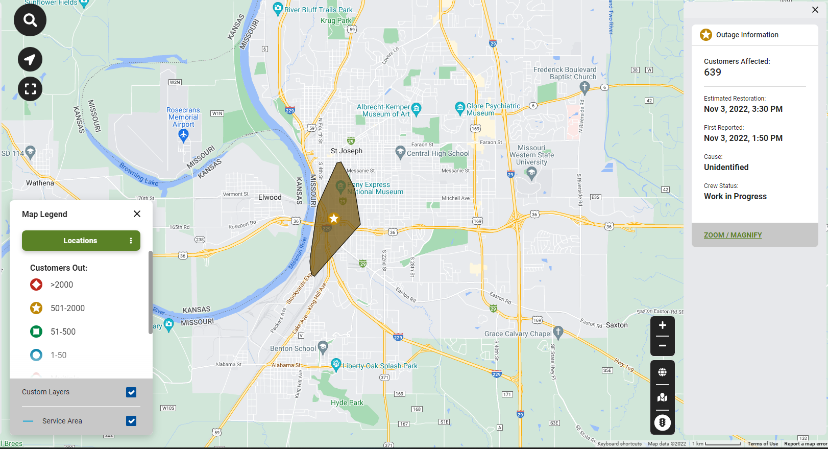Evergy reporting outage in St. Joseph  News  kq2.com