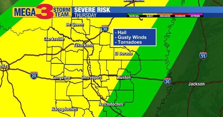 Slight risk of severe storms for Thursday and Friday | News | ktbs.com
