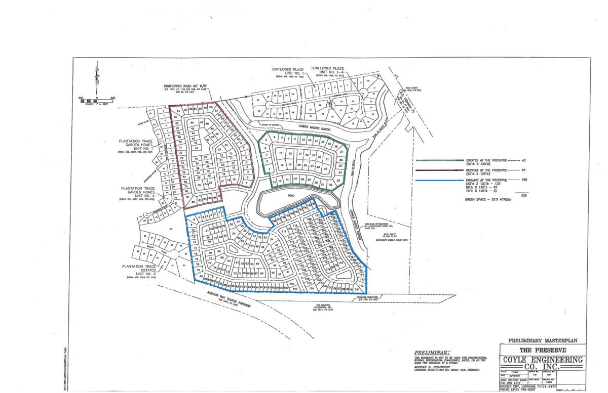 Plans for The Preserve Subdivision in South Bossier