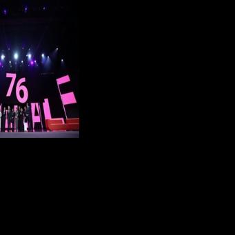 Jury President Wim Wenders poses with other jury members during the opening ceremony of the 76th Berlinale