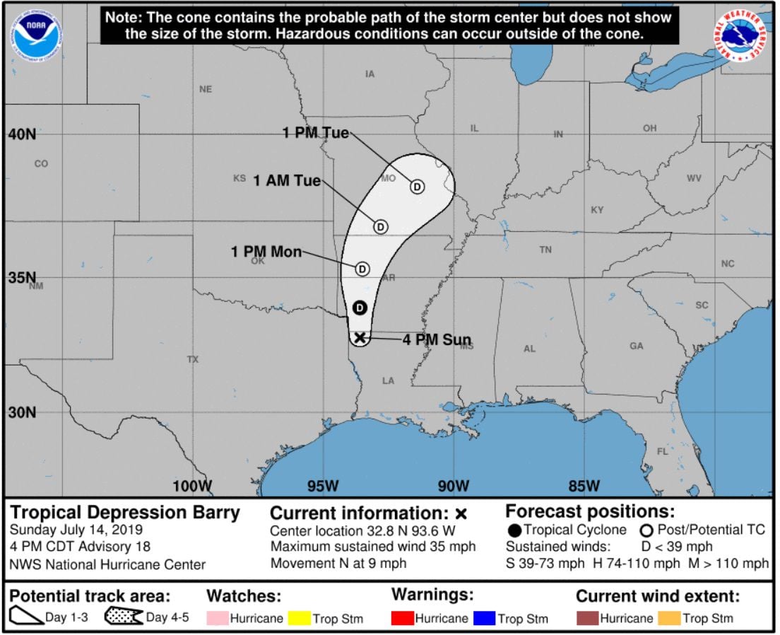 Barry Weakens To Tropical Depression, Still A Flooding Threat ...