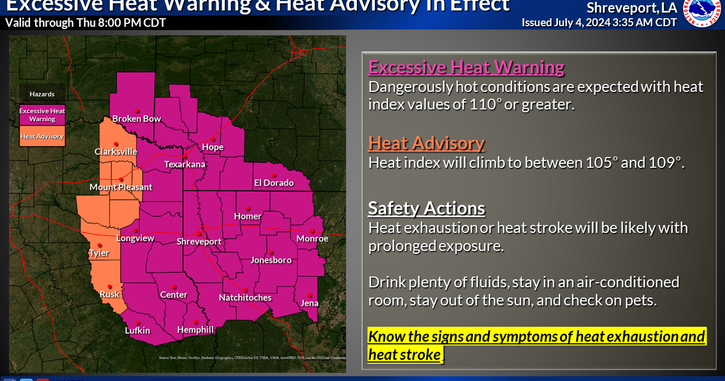 Excessive heat warning, heat advisory in effect until 8 p.m. Thursday ...