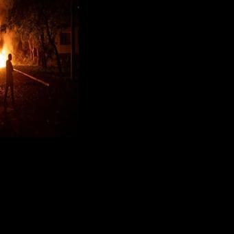 A drone strike triggered a blaze in Kharkiv as Russian attacks edged closer to Mezhova in central Ukraine