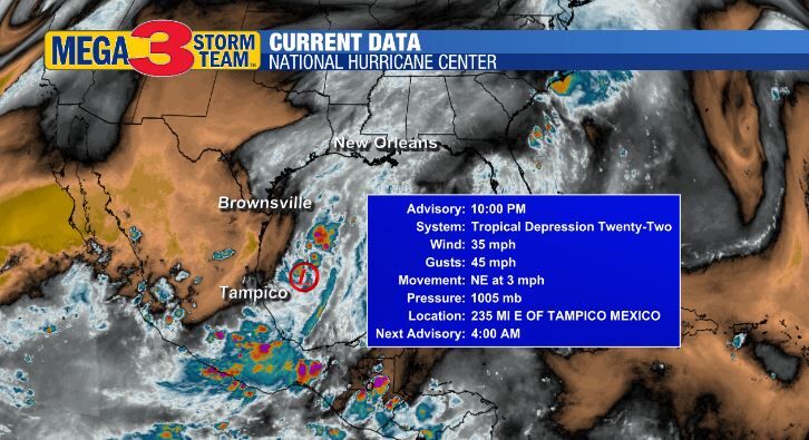 Tropical Depression 22 Forms In The Gulf Hurricane Tracker