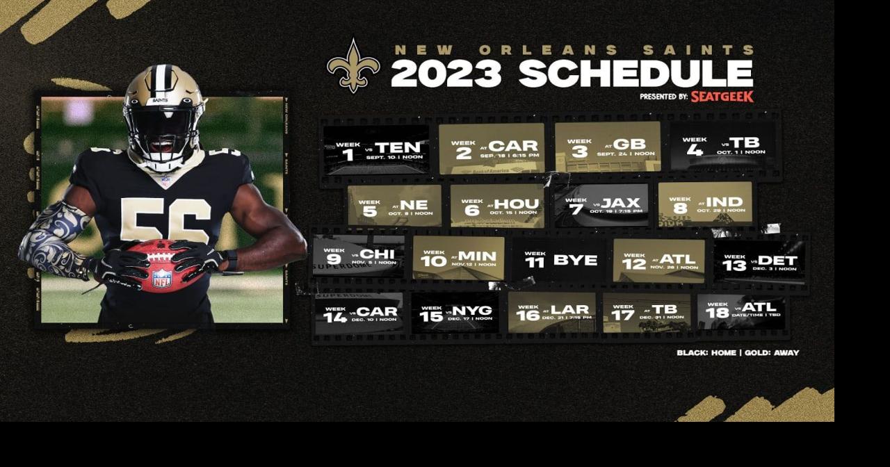 New Orleans Saints 2023 schedule released, Sports