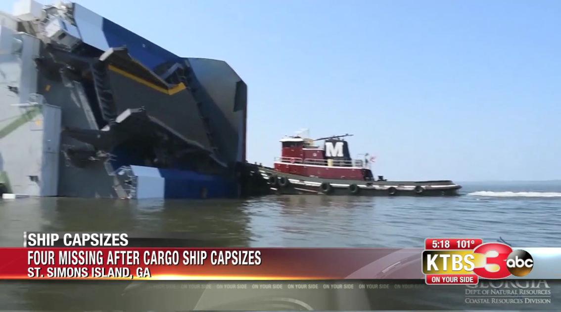 Four missing after cargo ship capsizes off the coast of