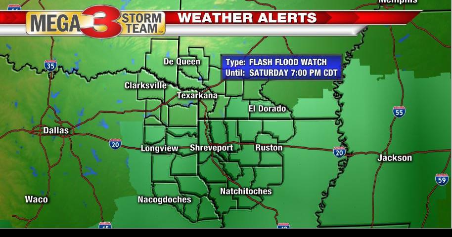 Flash flooding possible through Saturday | StormTeam 3 Weather | ktbs.com