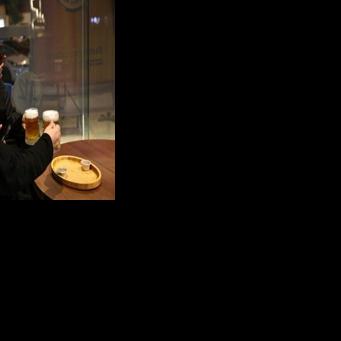 Saudi women enjoy alcohol-free draft beer at the A12 cafe in Riyadh