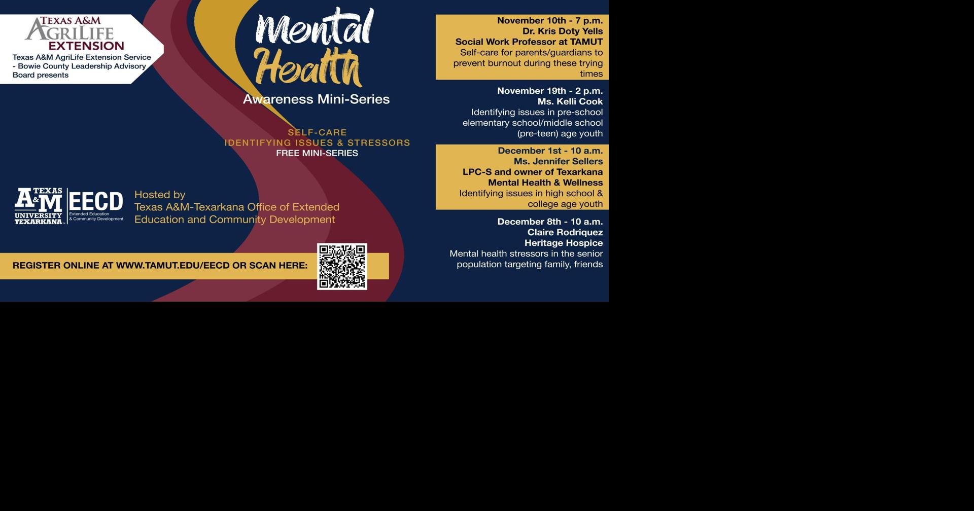 TAMUT, Bowie County AgriLife Extension, mental health series | News |  ktbs.com