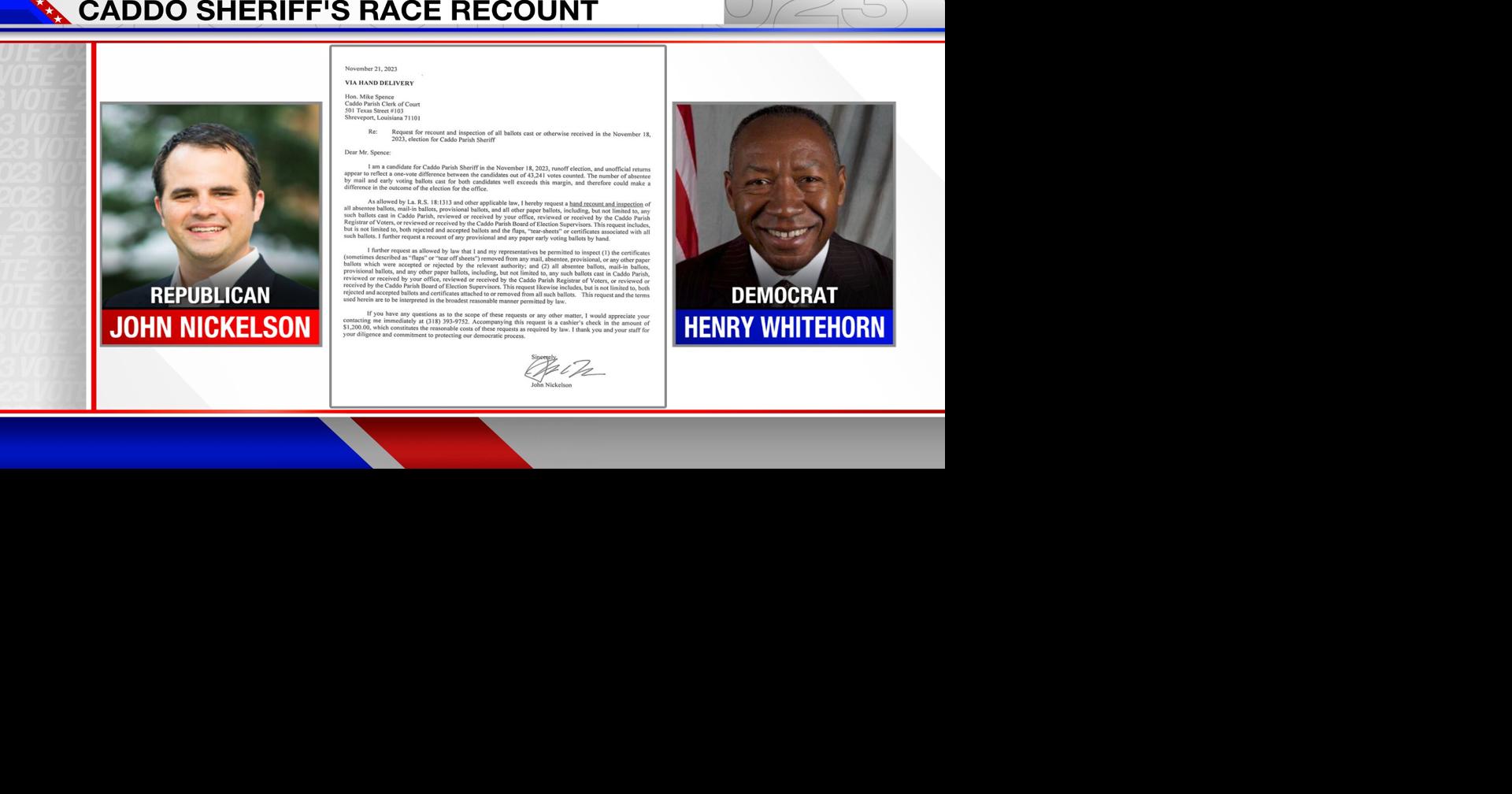 Caddo sheriff's race candidate John Nickelson posts recount request to