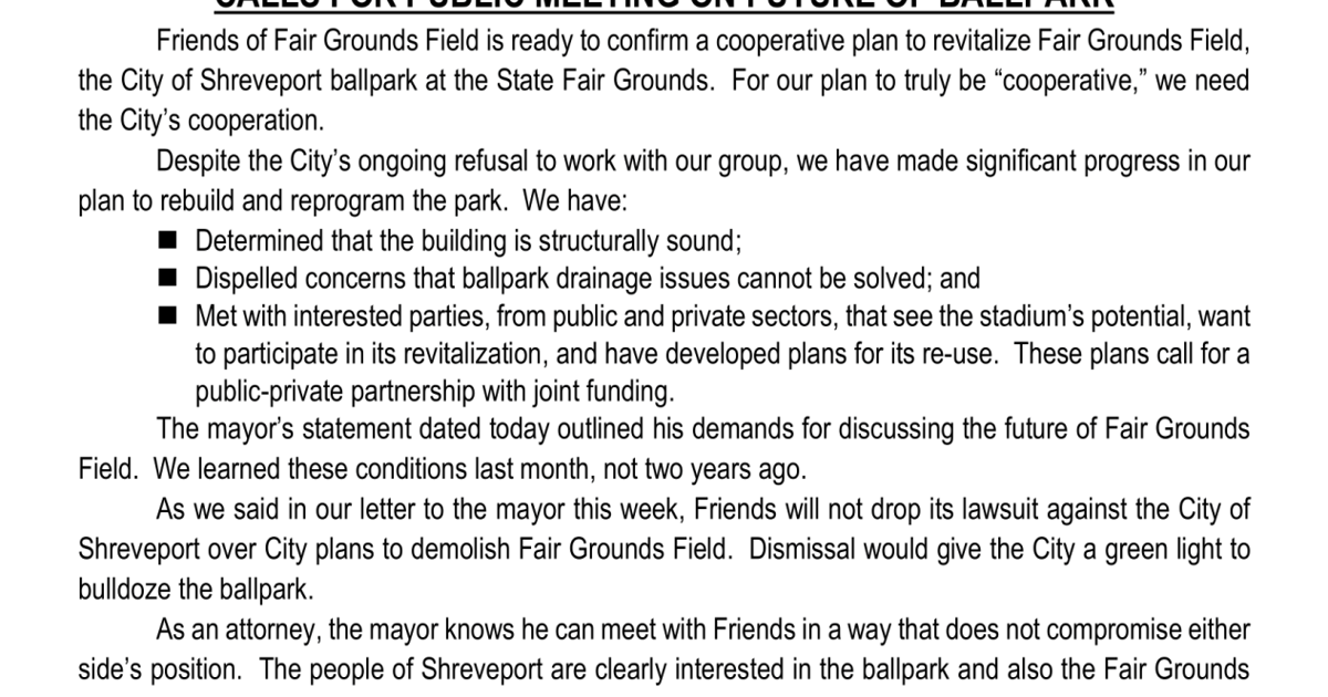 FFGF responds to Mayor Arceneaux's letter | | ktbs.com