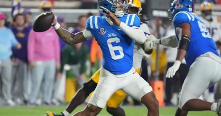 Trinidad Chambliss leads No. 8 Mississippi past No. 7 LSU 32-24 in Lane Kiffin's return to Ole Miss