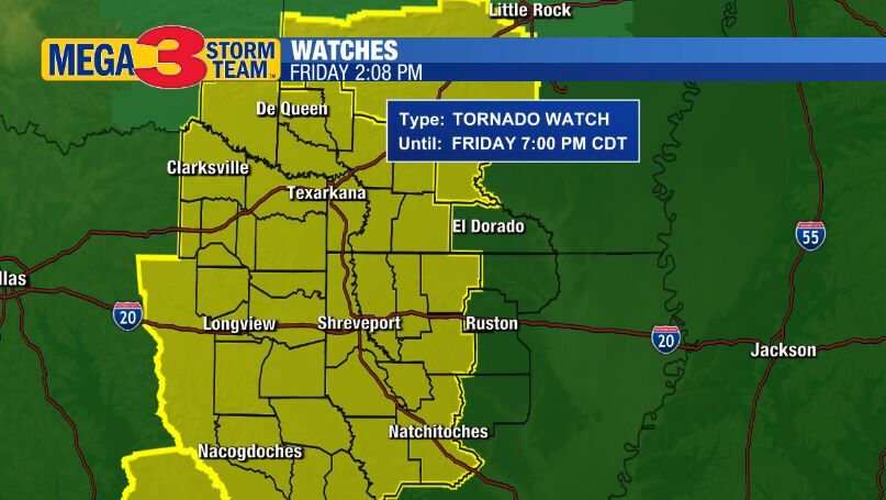 Tornado Watch until 7 p.m. (Storm Prediction Center)