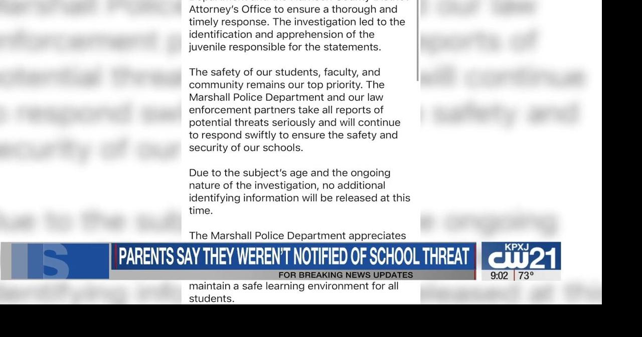 Parents raise concerns over lack of notification after Marshall Junior ...