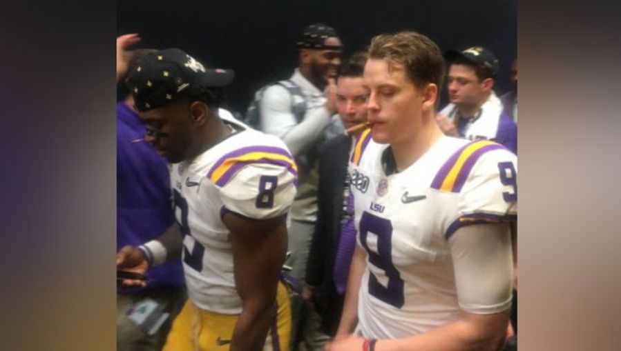 Watch: Joe Burrow celebrates LSU national title by smoking cigar