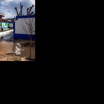 A flooded yard in Portugal