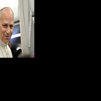 Pope Leo XIV speaks to journalists aboard his flight to Rome at the end of his apostolic trip to Turkey and Lebanon