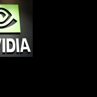 The logo of Nvidia is seen during a production preview exhibitionin Taipei on May 21, 2025.