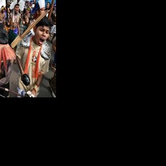 Indigenous people march on the Brazilian capital in April, 2026