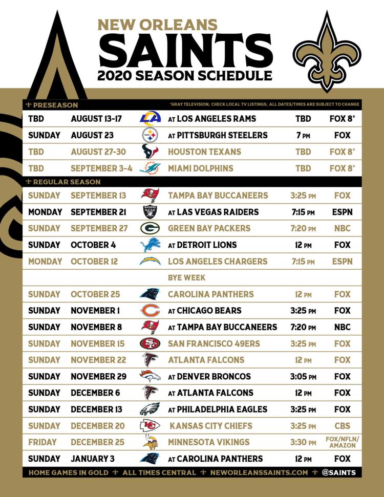 New Orleans Saints release 2020 schedule | In Case You Missed It | ktbs.com