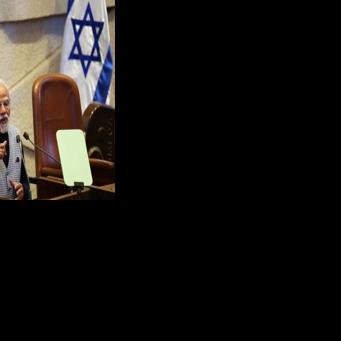 Indian Prime Minister Narendra Modi addresses the Israeli parliament, the Knesset, in Jerusalem