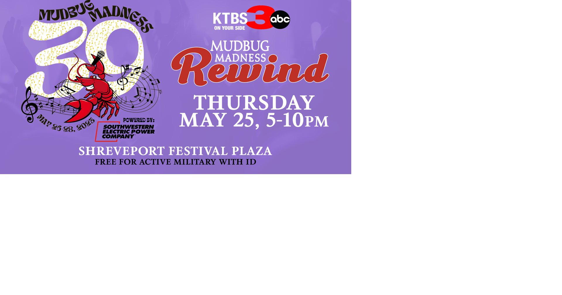 Mudbug Madness to kick off with special Rewind event What's Happening