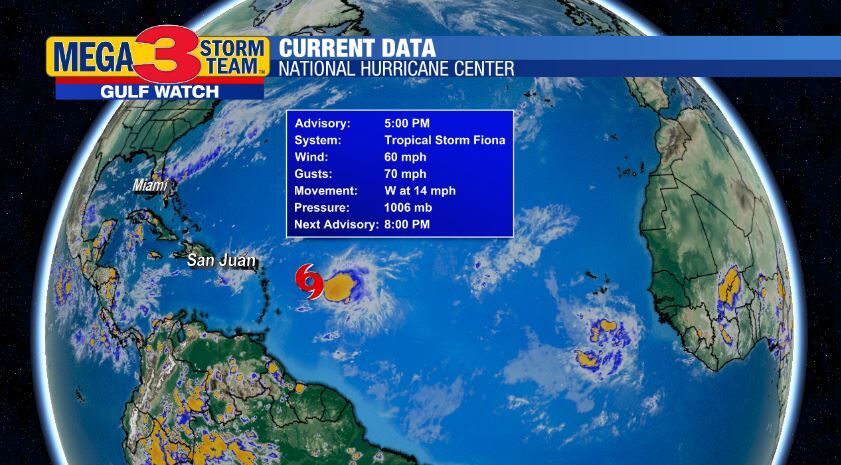 Tropical Storm Fiona Intensifies | StormTeam 3 Weather | Ktbs.com